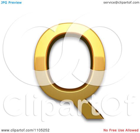 D Gold Capital Letter Q Clipart Royalty Free Vector Illustration By