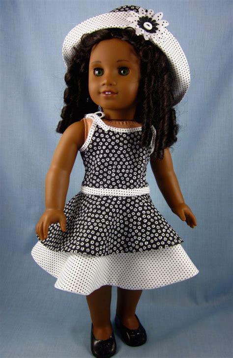 Sundress Hat And Shoes Fit American Girl Doll Black And Etsy Doll