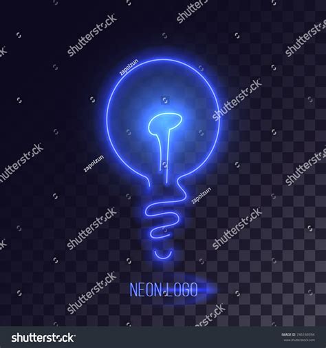 Blue Neon Lightbulb Logo Decorative Design Stock Vector 746169394 ...