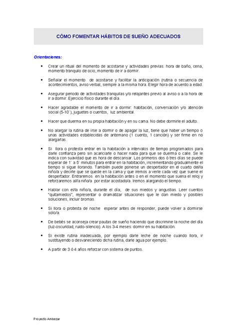 OF Fomentar H Bitos DE SUE O Adecuados CÓMO FOMENTAR HÁBITOS DE SUEÑO