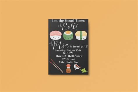 Sushi Birthday Invitation Sushi Themed Party Sushi Etsy