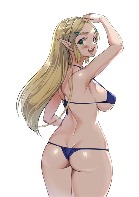 Hentai Nintendo Girl Alluring Arm Up Ass Big Breasts Bikini Blonde