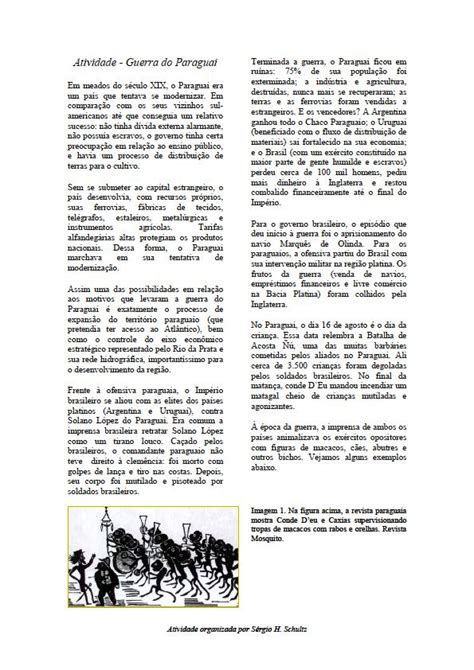 Texto Sobre A Guerra Do Paraguai Atividades Texto Exemplo