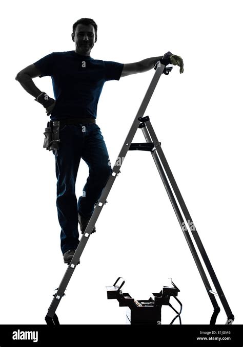 Man Standing On Ladder Hi Res Stock Photography And Images Alamy