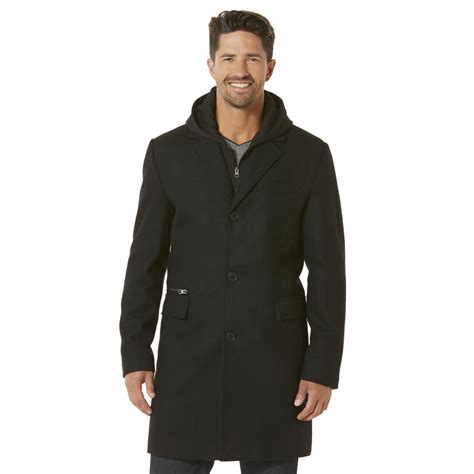 Structure Mens Hooded Wool Blend Trench Coat