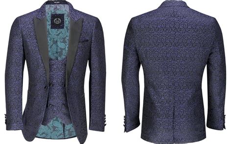 Xposed Brian Mens Floral Jacquard Print Tuxedo Jacket Smart Tailored