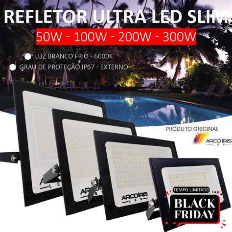 Refletor Led 50w 100w 200w 300w Smd Prova Dágua Ip66 Holofote 6000k