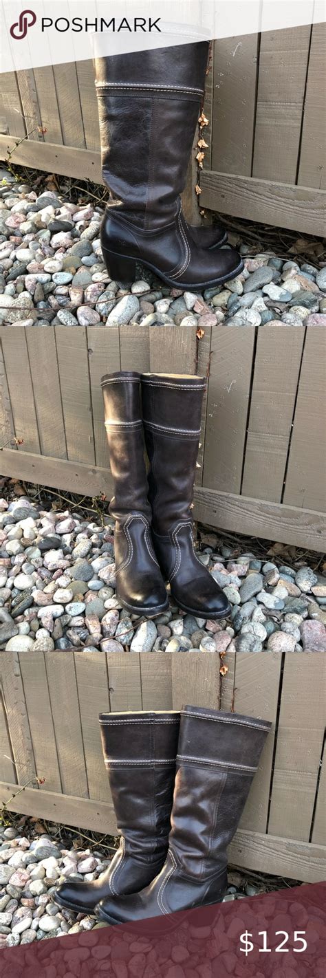 Frye Jane 14l Stitch Dark Brown Boots Size 8 5b Dark Brown Boots