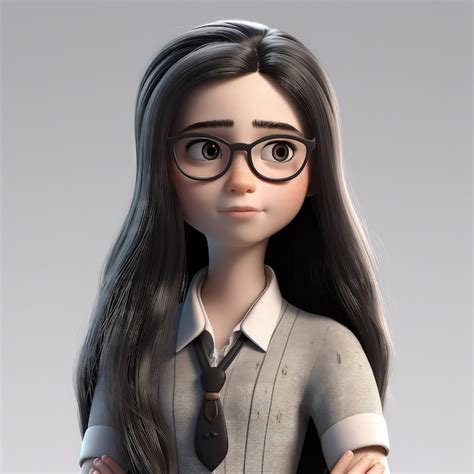 Gothic style girl cartoon character 3d beautiful black hair looks like ...