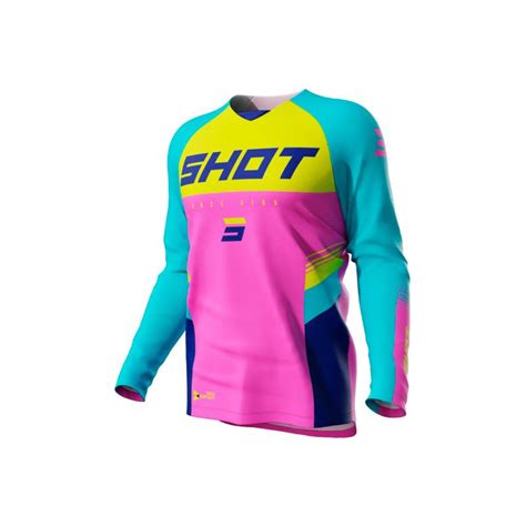 Maillot Cross RAW KID TRACER SHOT Rose Bleu MOTO AXXE FR Maillot Cross