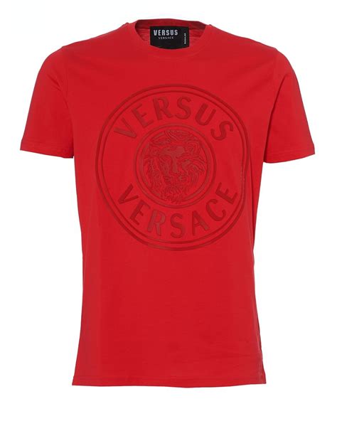 Versus Versace Mens Rubberised Lions Head T Shirt Red Tee