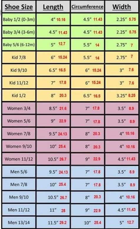 Crochet Bootie Size Chart