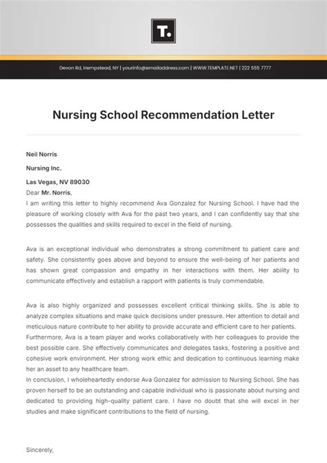 nursing student recommendation letter template  infoupdateorg