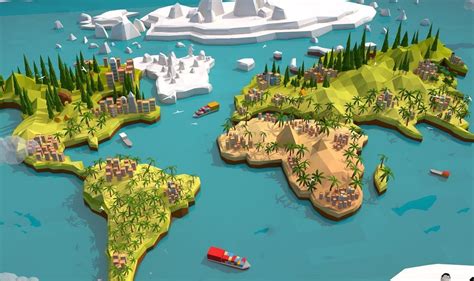 3D Model Cartoon Low Poly Earth World Map VR AR Low Poly CGTrader