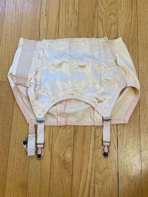 Vintage 1930s 1940s Pink Satin Garter Belt Lingerie Corset Xxs Xs Ebay