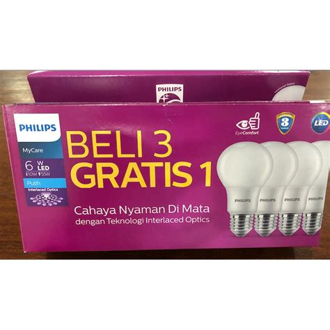 Jual Lampu Philips Led Ledbulb Mycare Watt Multipack Beli Gratis