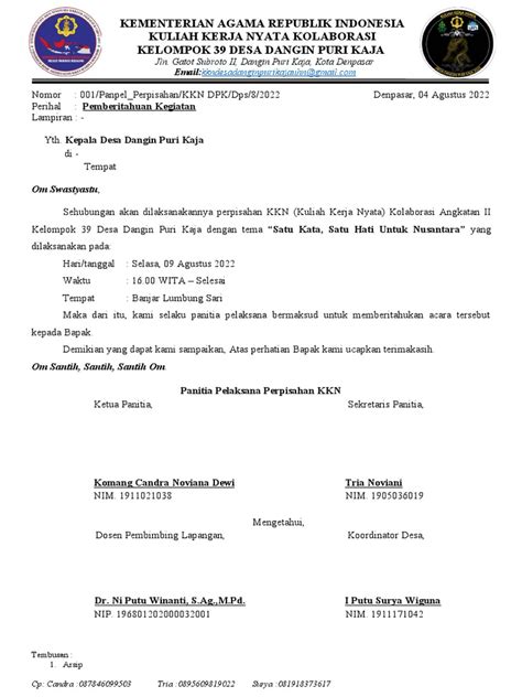 Surat Perpisahan Kkn Pdf