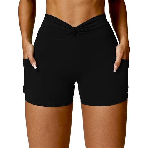 Workout Shorts For Women Pack Cross Waist Active Gym Spandex Stretchy