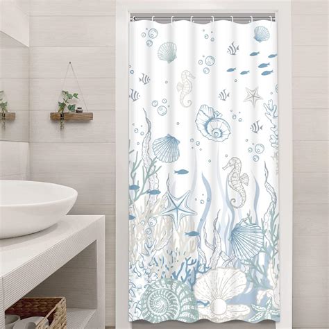 Lifeella Nautical Coastal Turtle Shower Curtain Coral