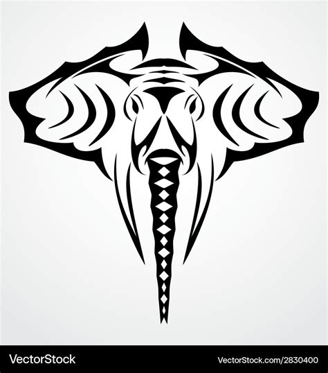 Elephant Head Tattoo Design Royalty Free Vector Image