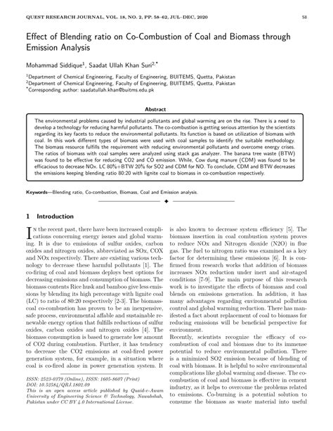 Pdf Effect Of Blending Ratio On Co Combustion Of Coal And Biomass