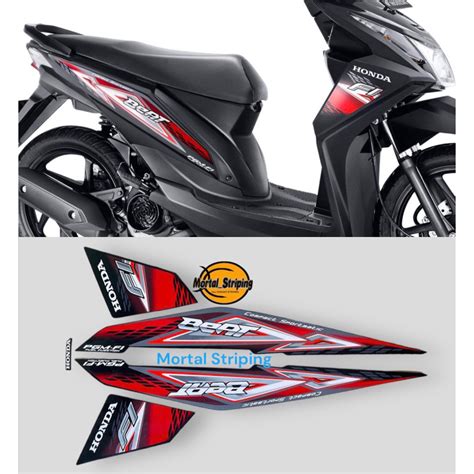 Jual STICKER STRIPING LIS BODI MOTOR HONDA BEAT FI 2013 2014 HITAM