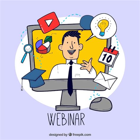 Premium Vector Webinar Concept With Man Explaining