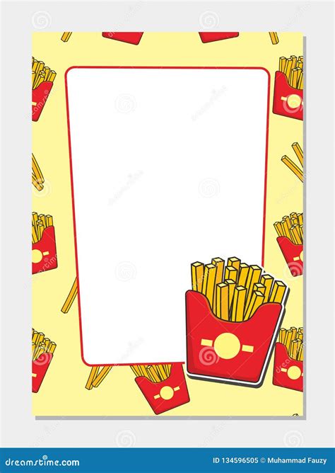 Blank Background Template For French Fries Menu Design Stock Vector Illustration Of Flat