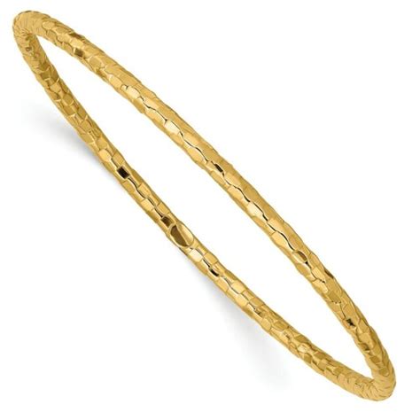 14k 14kt Yellow Gold Polished Bangle Bracelet X 3 Mm Ebay