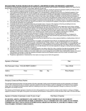 Fillable Online Paintball Authority Waiver Form Fax Email Print Pdffiller