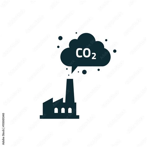 Factory Silhouette With Chimney Polluting Co Cloud Smoke Vector Icon