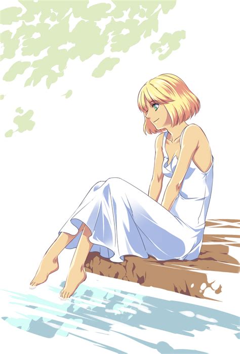 Safebooru 1girl Bangs Barefoot Blonde Hair Blue Eyes Character