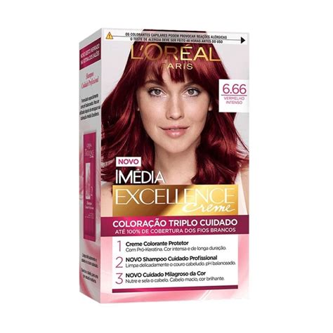 Coloração Imédia Excellence Creme 6 66 Vermelho Cereja L Oréal