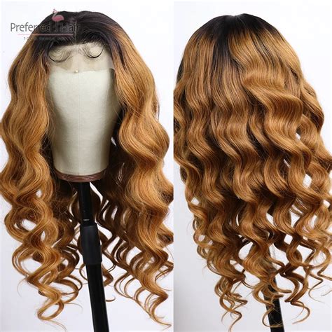 Peluca De Pelo Humano Ombre Preferido Onda Suelta 13x6 Peluca Frontal