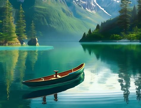 Premium Ai Image A Solitary Boat Gliding Gracefully On The Surface Of