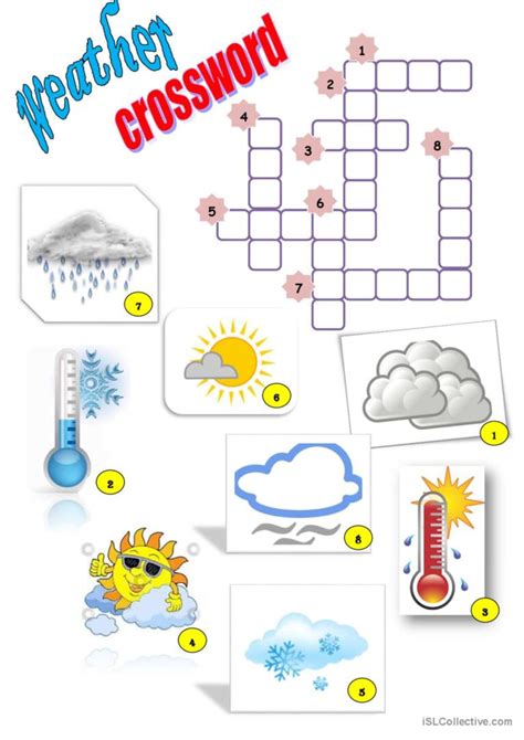 Weather crossword crossword Français FLE fiches pedagogiques pdf doc