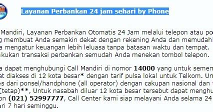 Cara Menghubungi Call Center Bank Mandiri Layanan Perbankan 24 Jam