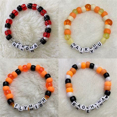 Various Beaded Kandi Bracelets Inspired By Anime Etsy