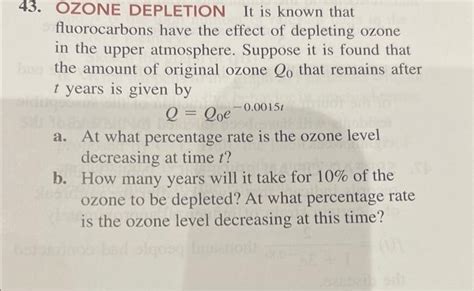 Solved OZONE DEPLETION It is known that fluorocarbons have | Chegg.com