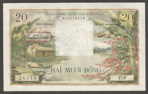 South Vietnam 20 Dong N D 1956 Au P 4a L B111a Water