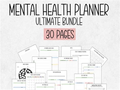 Mental Health Planner Printable Bundle Mental Health Journal Mental Health Tracker Anxiety Mood