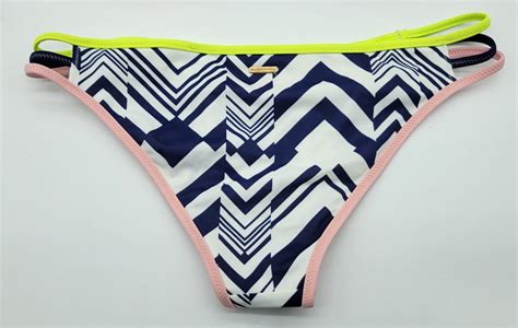 Victorias Secret Bikini Womens 34c Top Small Bottoms Blue White Stripe