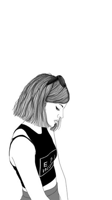 Short Hair Girl Drawing - 225x400 - Download HD Wallpaper - WallpaperTip