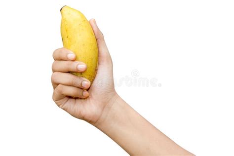 Person Holding A Banana In The Hand Stock Image Image Of Mouth