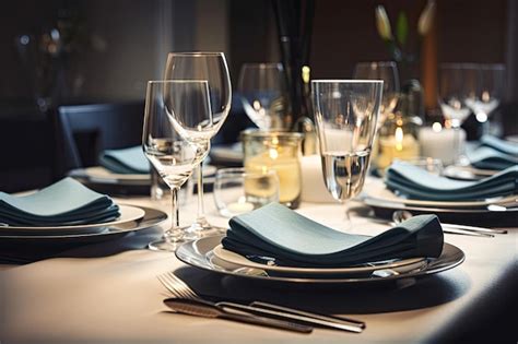 premium ai image festive table setting  plates glasses  silverware