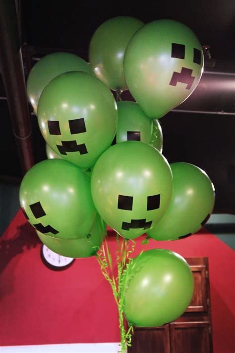 Creeper Balloon Bouquet Party Balloons Minecraft Birthday Party Diy