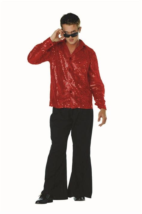 70s 80s Mens Male Disco Sequin Costume Shirt Dance Fever Saturday Night