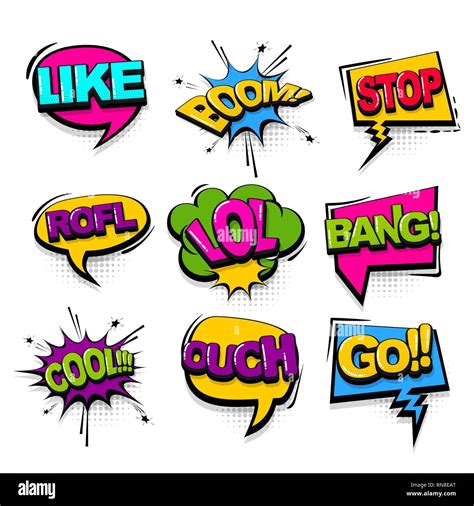 Cool Bang Go Comic Text Collection Sound Effects Pop Art Style Set