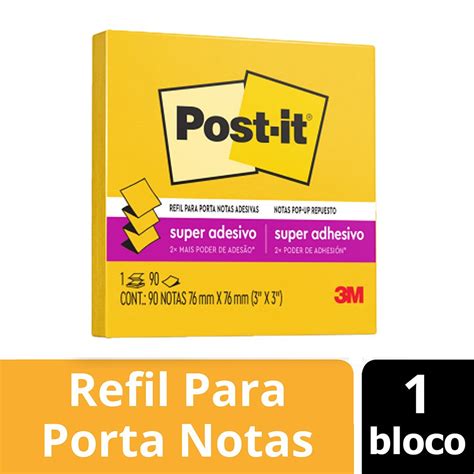 Bloco De Notas Super Adesivas Post It Refil Amarelo Sol 76 Mm X 76 Mm