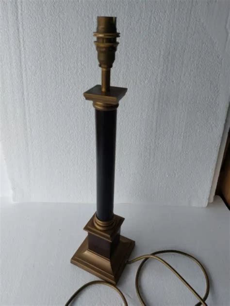 VINTAGE LARGE LAURA Ashley Brass Wood Corinthian Column Lamp 22 00